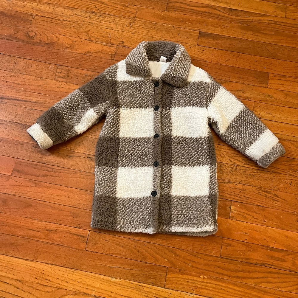 Shein Kids Plaid Flannel Lightweight Brown Jacket with Pockets Size 5Y